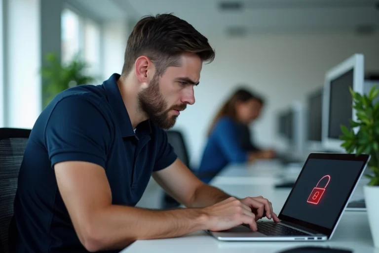 Technicien informatique face à un message d'erreur de connexion sur un portail professionnel Renault Dialogys